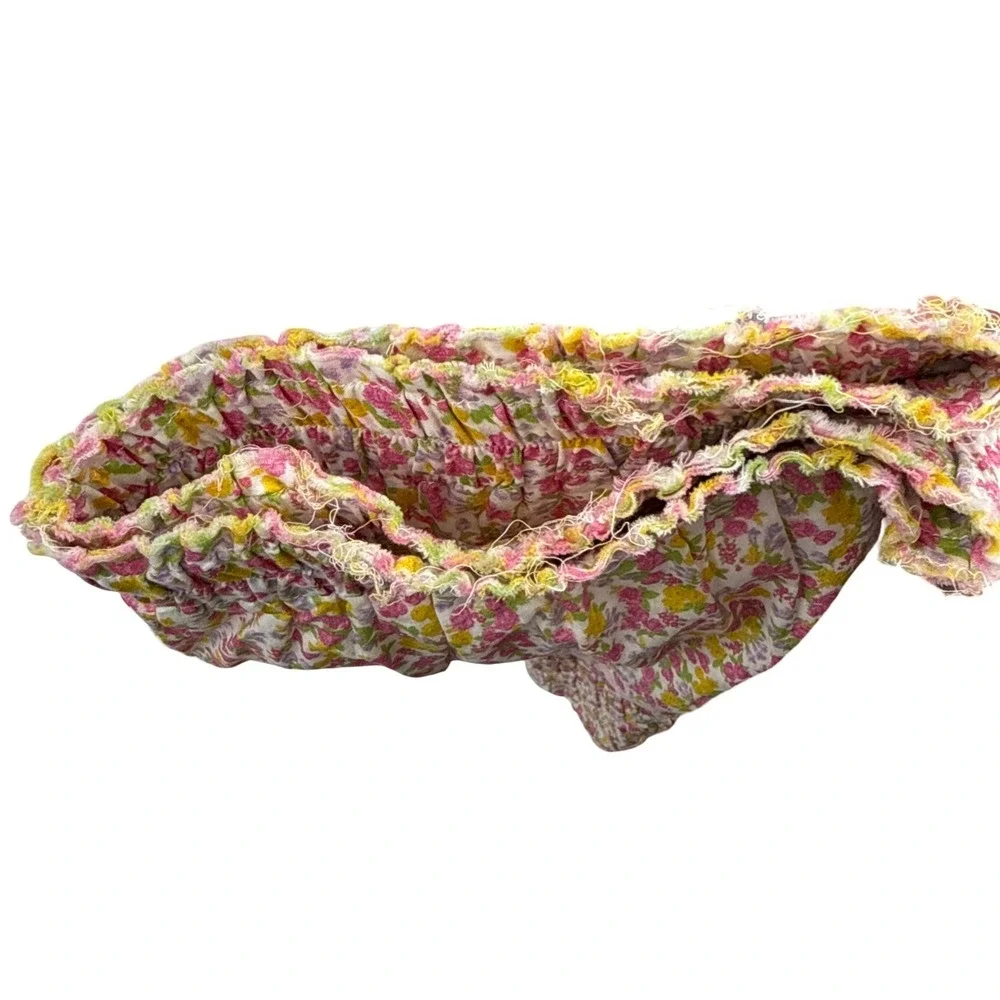 LoveShackFancy Floral Mini Skirt Size L Pink Yellow Cotton Boho Cottagecore - Picture 5 of 7